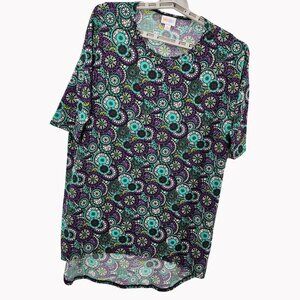 LuLaRoe Irma Hi-Lo Short Sleeve Shirt Womens Small Stretchy Print runs big NEW